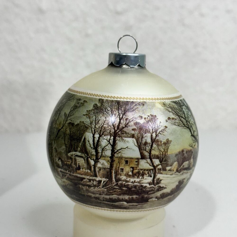 Corning Glass Works Currier & Ives 1974 Winter In The Country Christmas Ornament